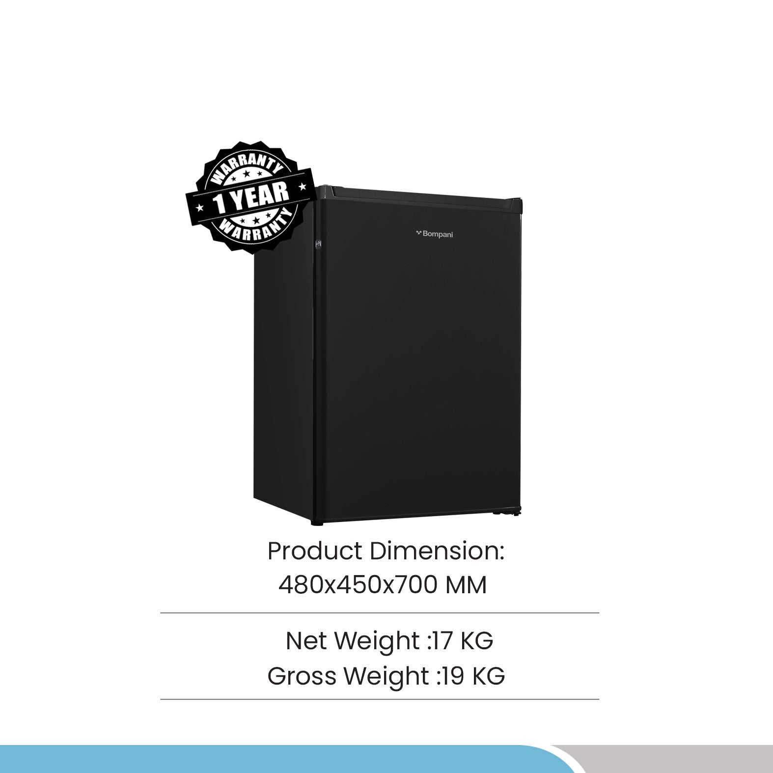 Single Door Refrigerators Defrost 78L Gross / 76L Net Capacity Recessed Handle - BR110N-6