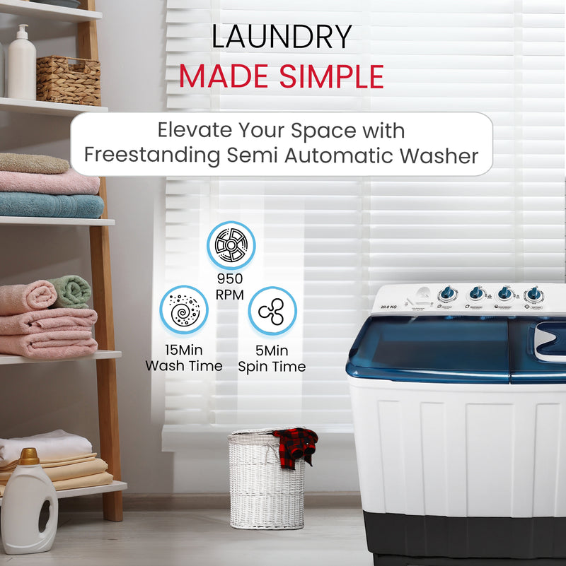 Semi Auto Twin Tub Washing machine 20 Kgs - NWM2010-6