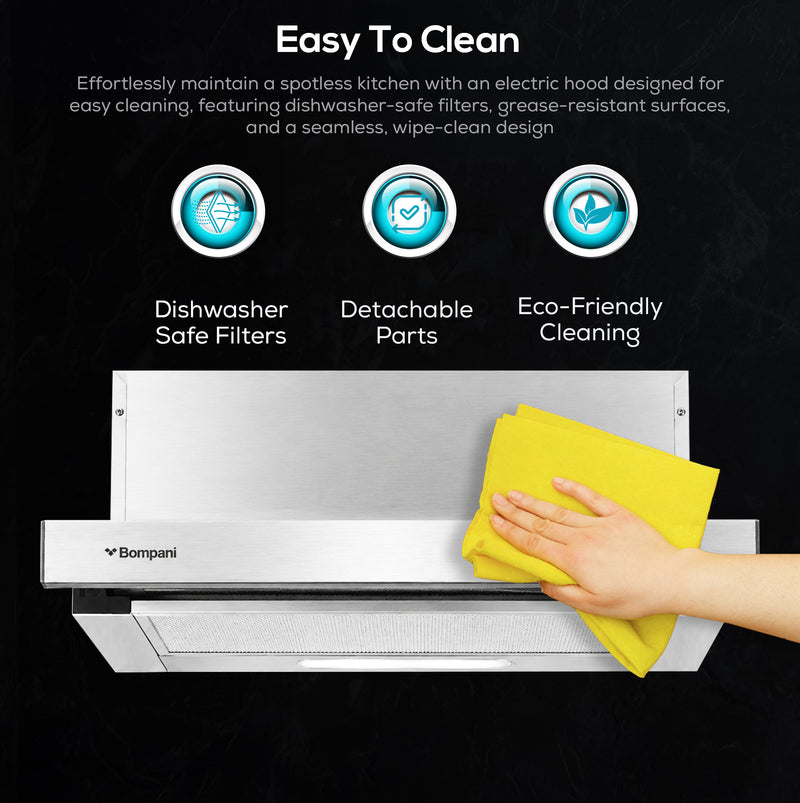 Bompani Builtin Hoods Stainless Steel 60Cm Slide Out Aluminium & Charcoal Filter BOCP603E-7