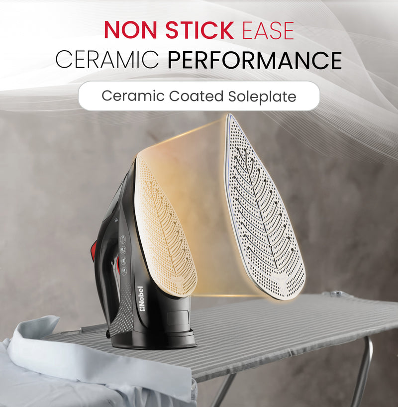 Nobel Steam Iron, Dry Ironing, Spray & Steam Function, Powerful Burst & Vertical Steam, Adjustable Control, 360° Swivel Cord Guard, Overheat Safety, Indicator Light, 300ml Water Tank NSI30 Black-6