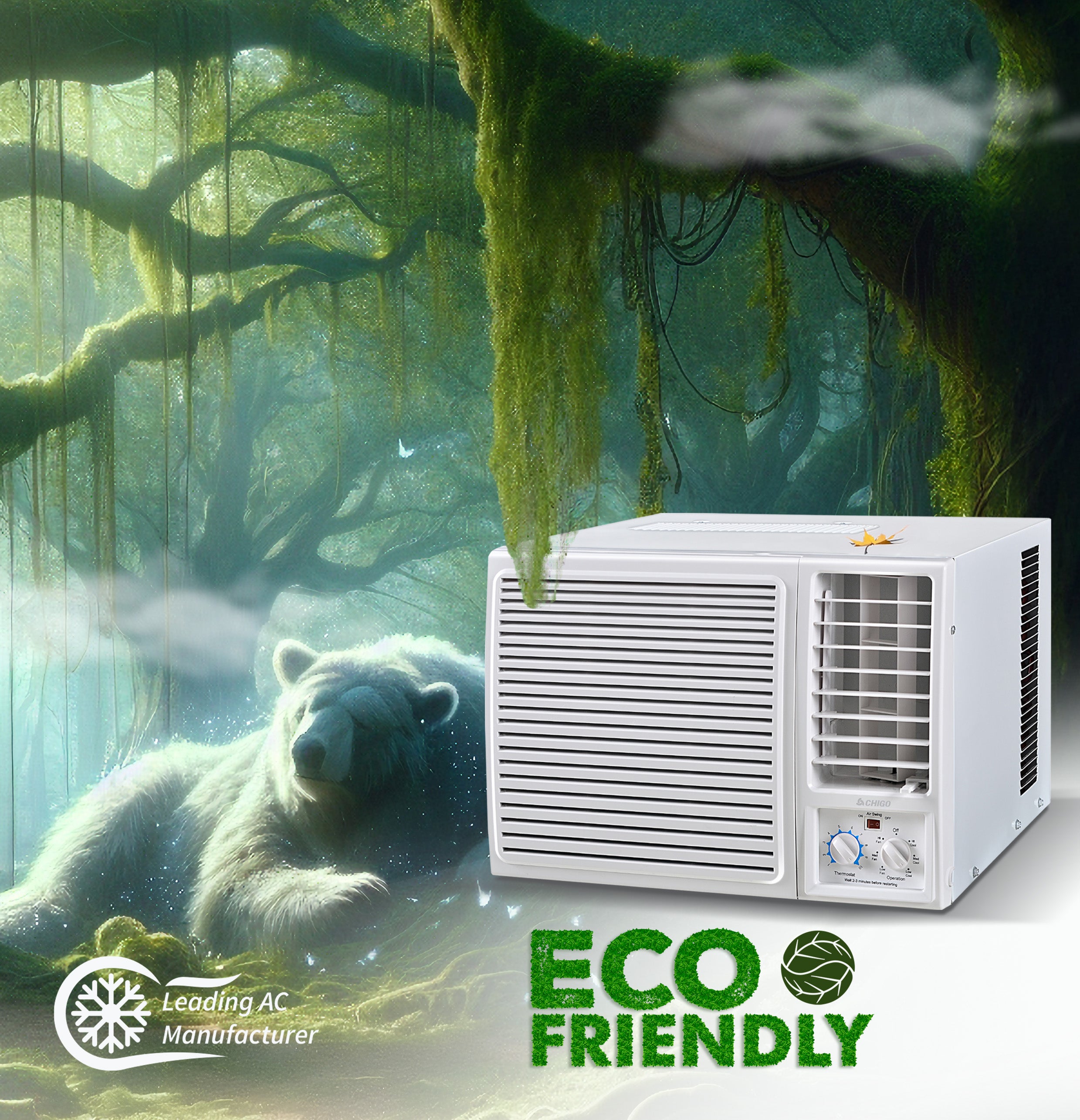 2 Ton Window AC | 24000 BTU | High-Efficiency Rotary Compressor | T3 Climate | Low Noise | R410a Refrigerant | Energy-Efficient Cooling for Extreme Heat CWA24CO White