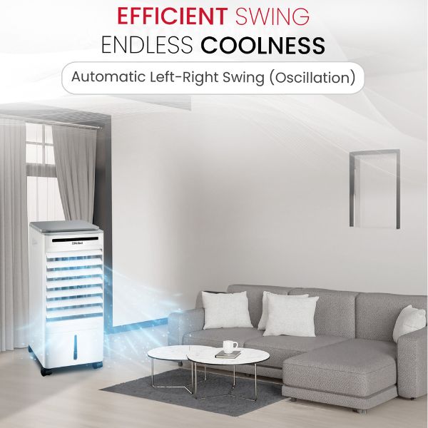 Nobel Air Cooler, 6L Water Tank, 3-Speed, Ionizer, Auto Swing, 7.5H Timer, Efficient Cooling, Purified Air, Swing Oscilations, Compact Design with Remote NAC30R White-6