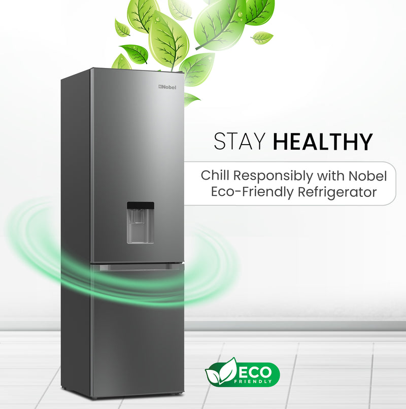 Bottom Mounted Refrigerator 276L Gross / 248L Net Capacity, Inverter, Water Dispenser, NoFrost, Recessed Handle - NBF400-3