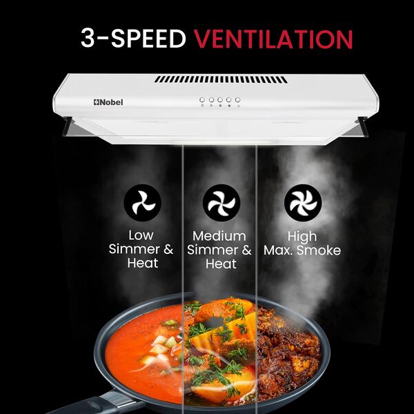 Nobel 90 cm Built-in Hoods Push Button, 3 Speeds NCH90W-6