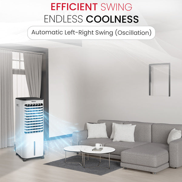 Nobel Air Cooler, 12L Water Tank, 3-Speed, Ionizer, Remote Control, Auto Swing, 7.5H Timer, Honeycomb Cooling Pads,Tubular Flow Fan with Water Shortage Protection NAC40R White-6