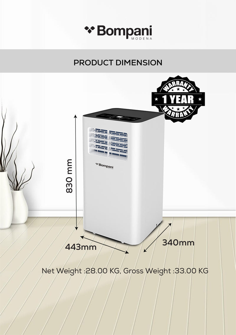 Portable Ac 9000Btu With Auto Swing, Led Display, And Remote Control - BO900-6