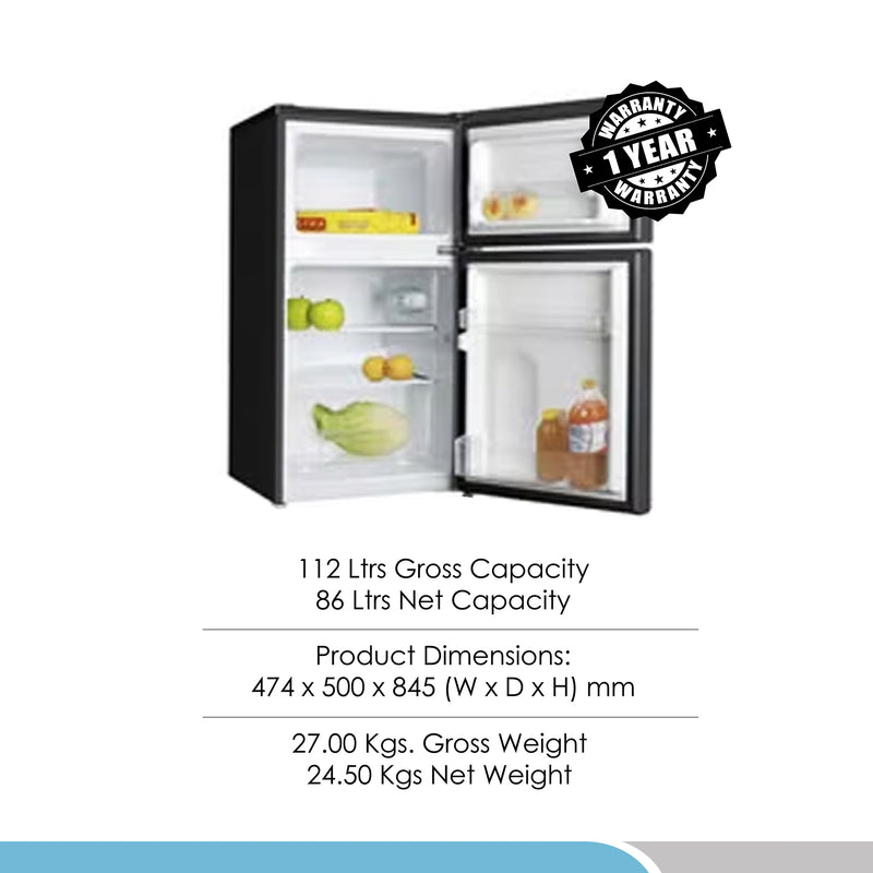 Bompani Double Door Refrigerator  112 Liter Black Model - BR100SS-6