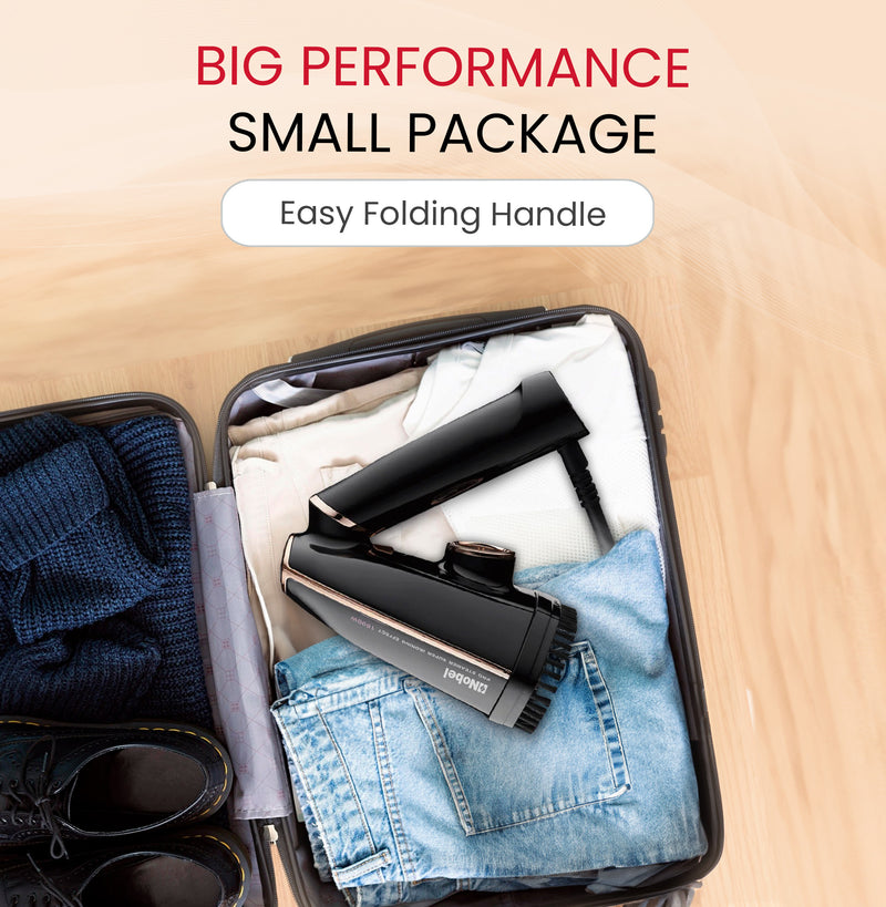 Nobel Steam Iron, Stainless Steel Panel, Detachable Water Tank, Steam Brush, 360° Rotational Swivel Handgrip, Pilot Light, Folded Handle, LED Indicator Lights, Auto-shut Off NSI33 Black-6