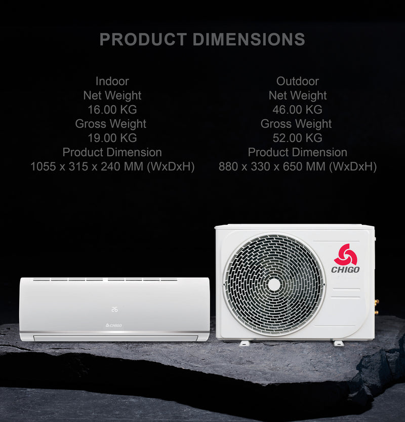 2 Ton Split Air Conditioner | 24000 BTU | T3 Climate | Low Noise | R410a Refrigerant | 4-Way Airflow & Auto Restart | Golden Fin | Rotary Compressor 2300 W 2300 W CSA24CO White