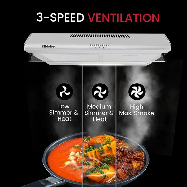 Nobel 90 cm Built-in Hoods Push Button, 3 Speeds NCH90ST-6