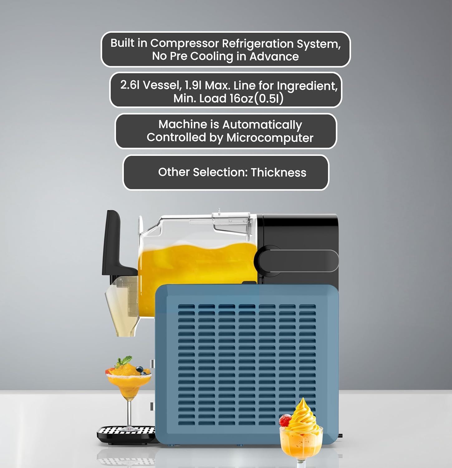 Nobel Slushi Frozen Drink Maker 2.6L | 5-in-1 Modes – Slushie, Frappe, Milkshake, Cold Drink & Clean | Child Lock, Removable Barrel, Low Noise | 220W, 220-240V - NSIM365EX-6