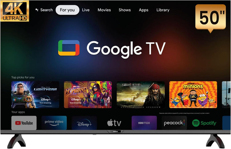 Nobel 50-Inch 4K UHD Google TV Smart TV, Dolby Sound & Voice Control, Android 14, Netflix YouTube Prime, Wi-Fi & Bluetooth Connectivity – UHD50G-1