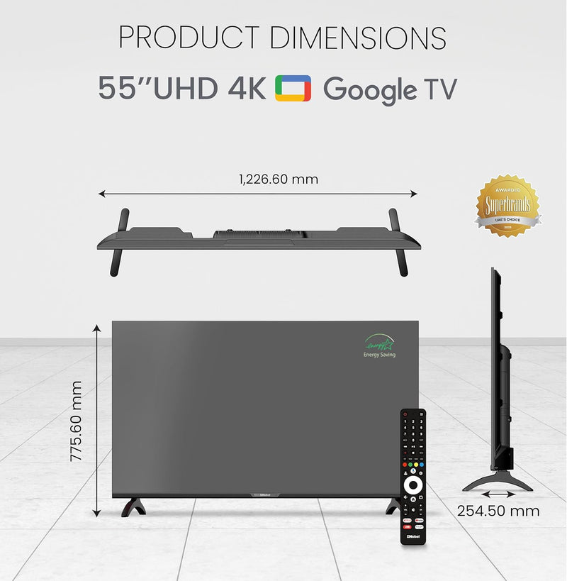 Nobel 55-Inch 4K UHD Google TV Smart TV, Dolby Sound & Voice Control, Android 14, Netflix YouTube Prime, Wi-Fi & Bluetooth Connectivity – UHD55G-9
