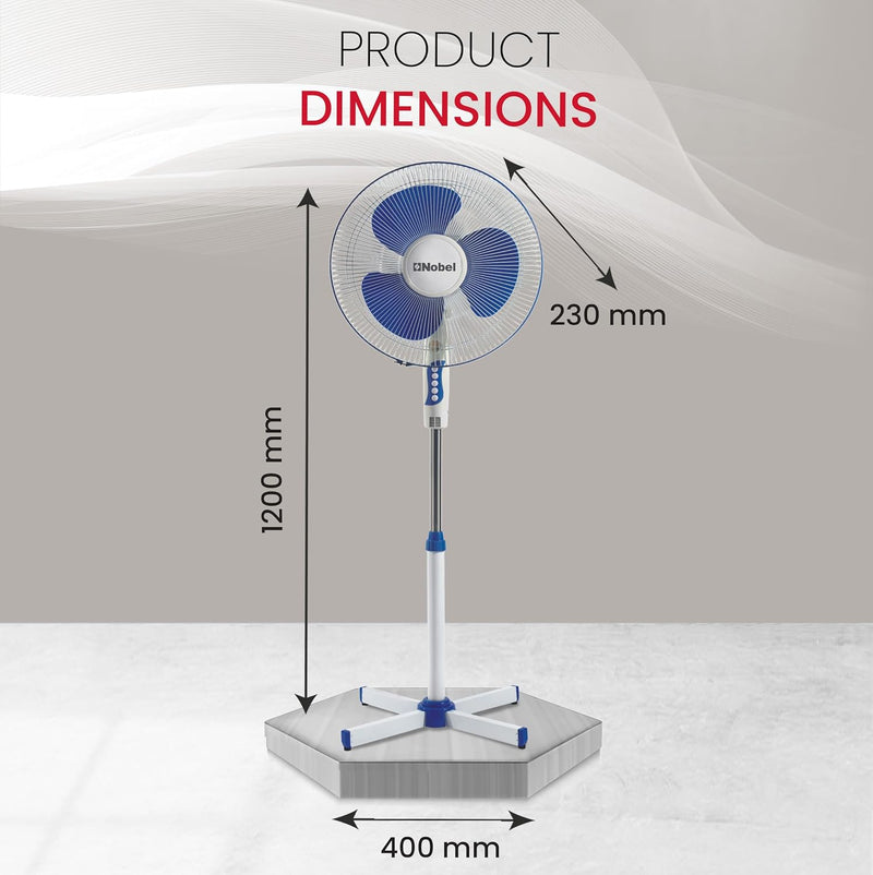 Nobel 3-in-1 Stand Fan 16", 3-Speed, 85° Oscillation, Copper Motor, Polypropylene Blades, Strong Airflow, Quiet Operation, 1200 RPM, 60W NF311 White-8