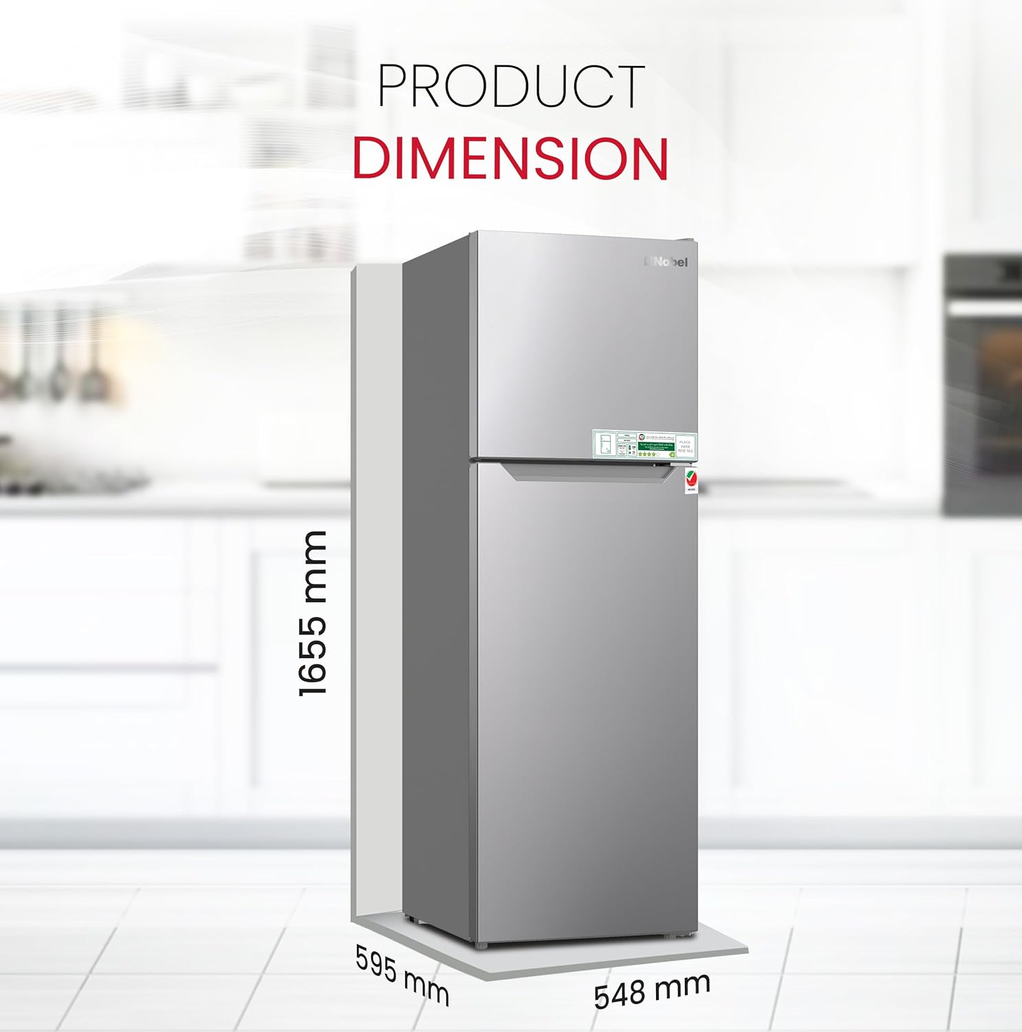 270L Gross / 180L Net Capacity Double Door Refrigerator, NoFrost, Electronic Control System, Inside Condenser - NR350NF-8