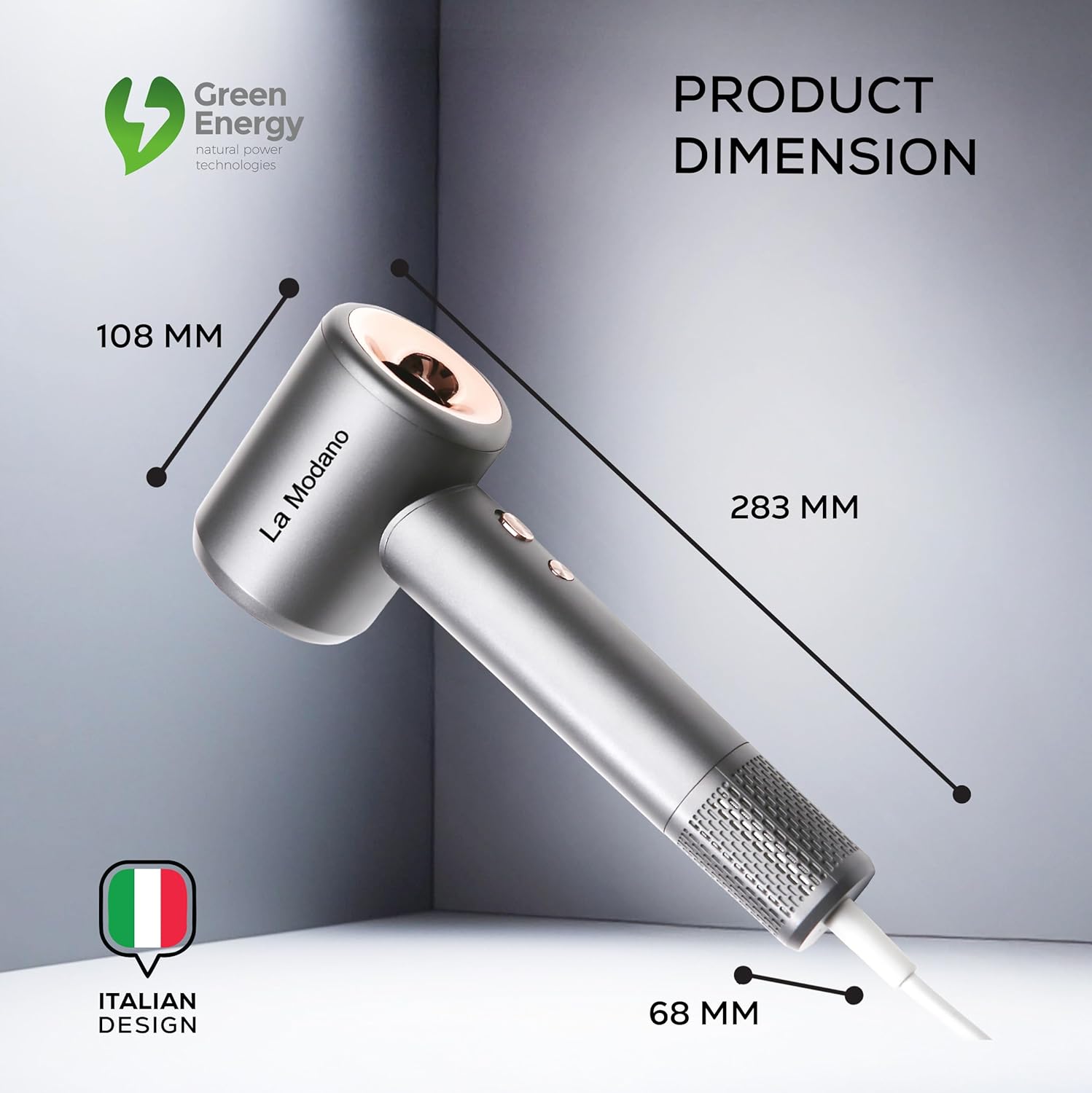 La Modano Hair Dryer 1800W for Women & Men Fast Drying, Overheat Protection, 2 Heat Settings, Compact Travel Blow Dryer - LMHD855-7