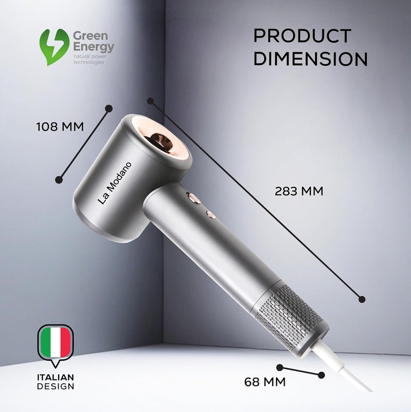 La Modano Hair Dryer 1800W for Women & Men Fast Drying, Overheat Protection, 2 Heat Settings, Compact Travel Blow Dryer - LMHD855-7