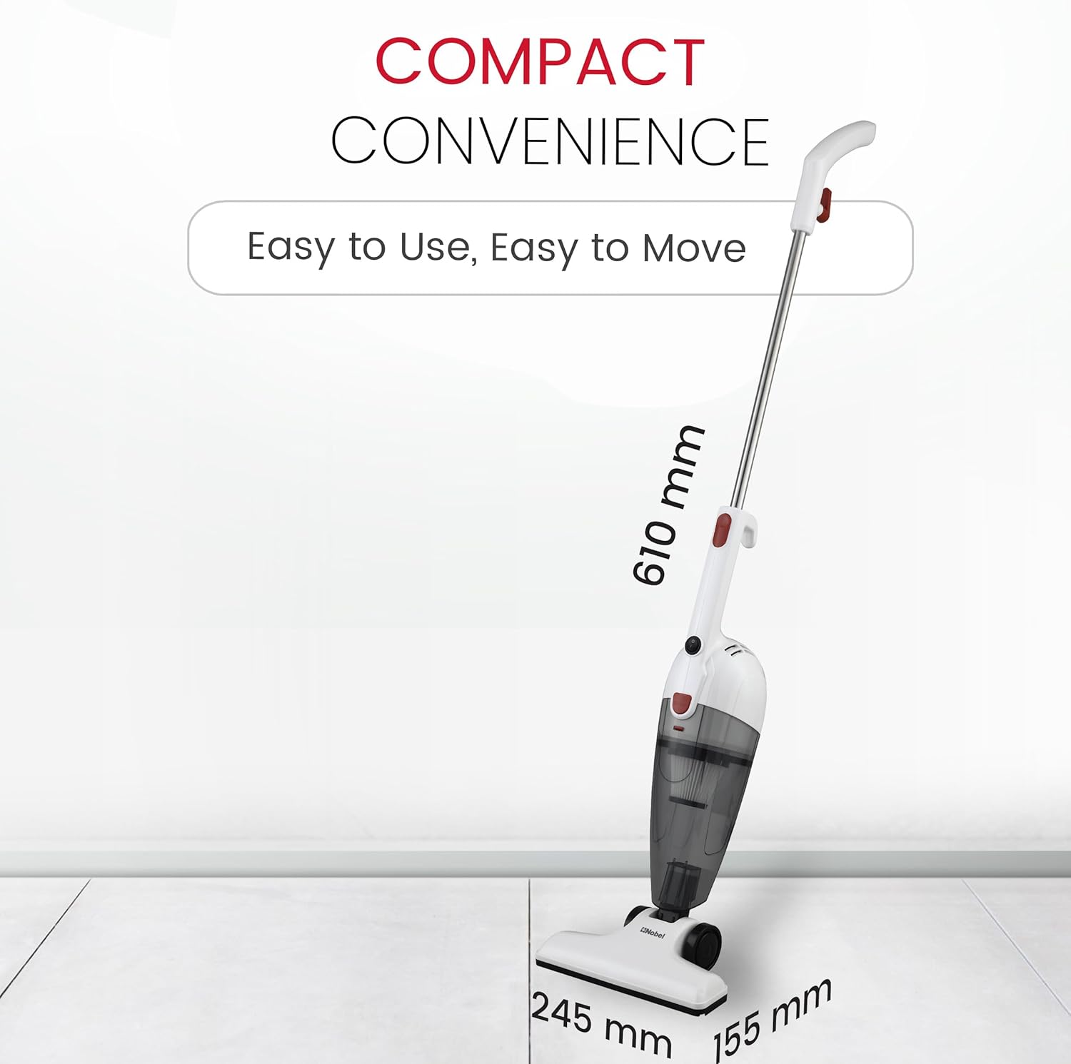 Nobel 2-in-1 600W Upright & Handheld Vacuum Cleaner Strong Suction, 750ml Dust Capacity, Low Noise, 4m Cord, Lightweight Design – NVC21-7