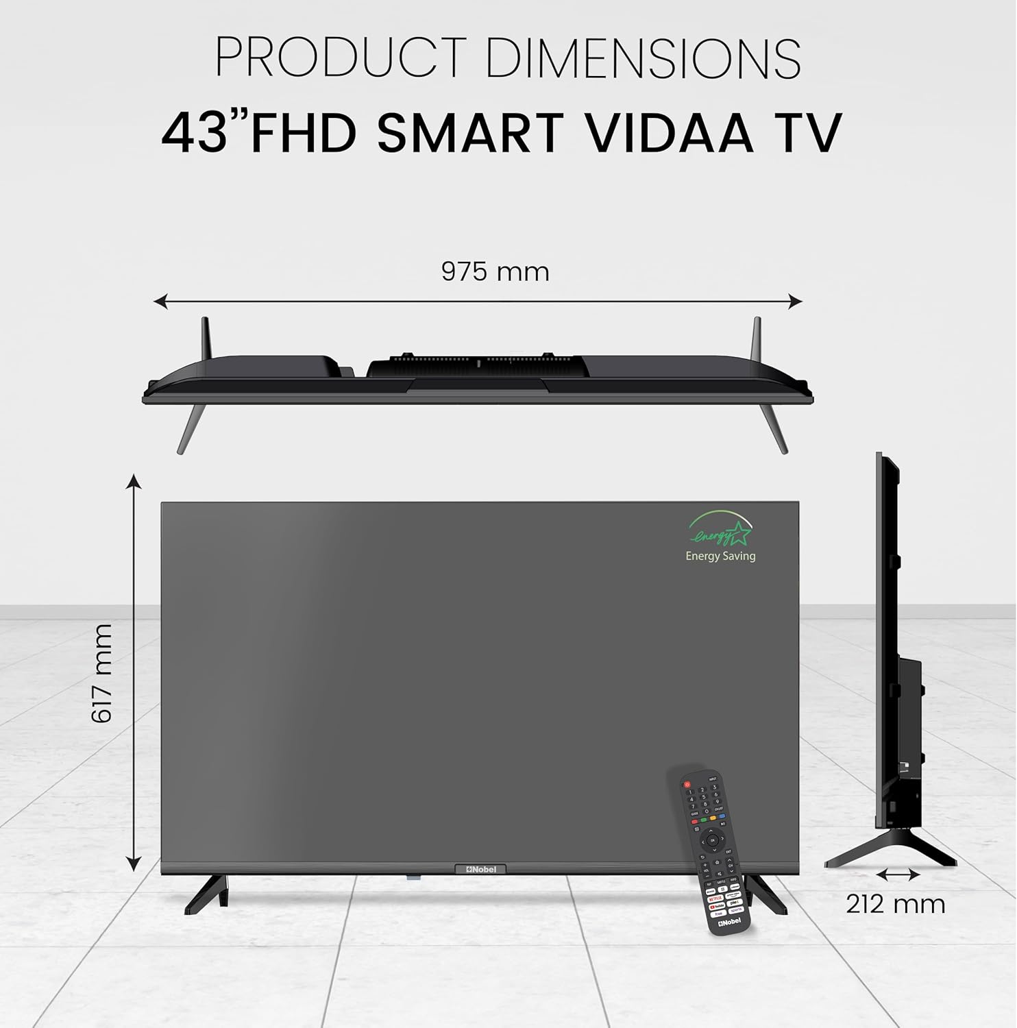 Nobel 43 Inch Smart TV Full HD – Powered by VIDAA OS, Netflix & YouTube Certified - NTV43VIDS Diamond Series-8