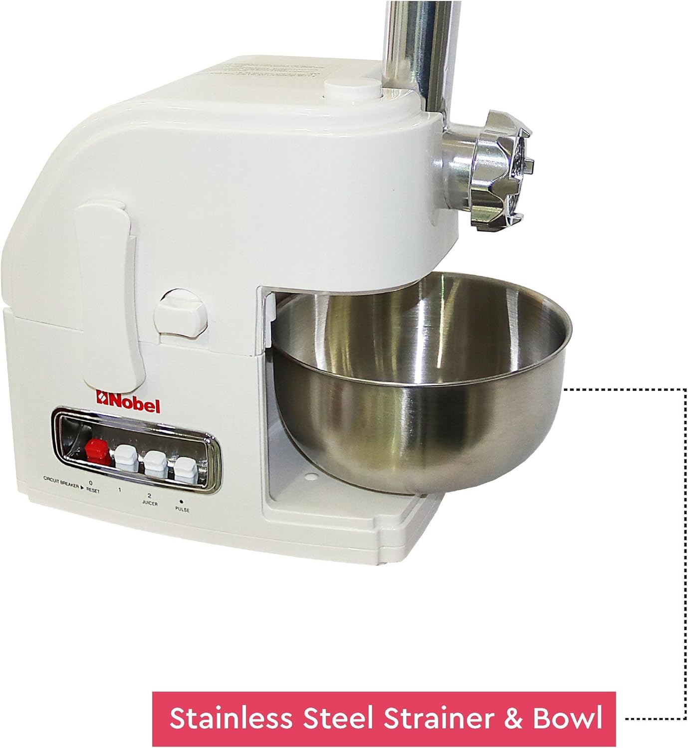 Nobel 10 in 1 Juicer Food Factory with 1 Litres Piano Switch Multi Speed Knob Switch and Citrus Juicer Kubbe Maker - NFP888 White-5