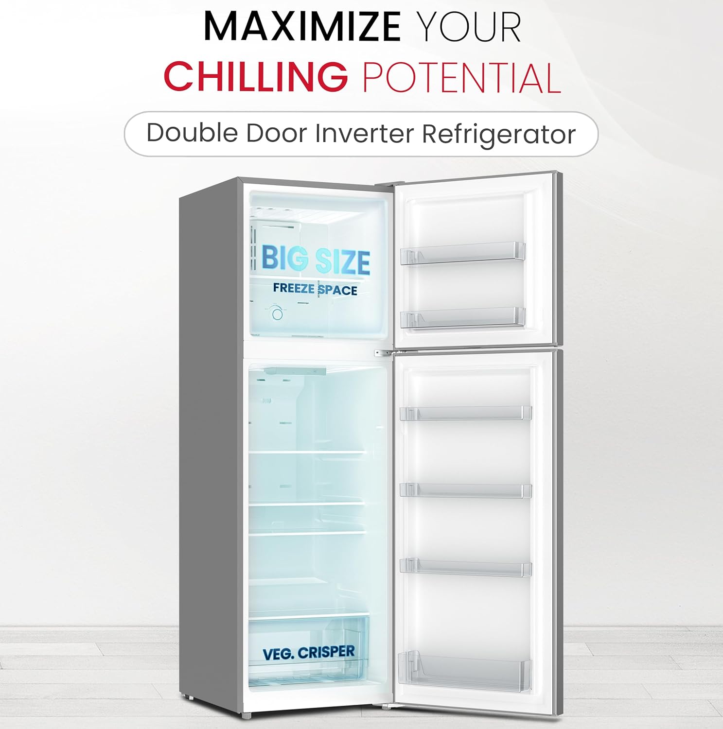 270L Gross / 180L Net Capacity Double Door Refrigerator, NoFrost, Electronic Control System, Inside Condenser - NR350NF