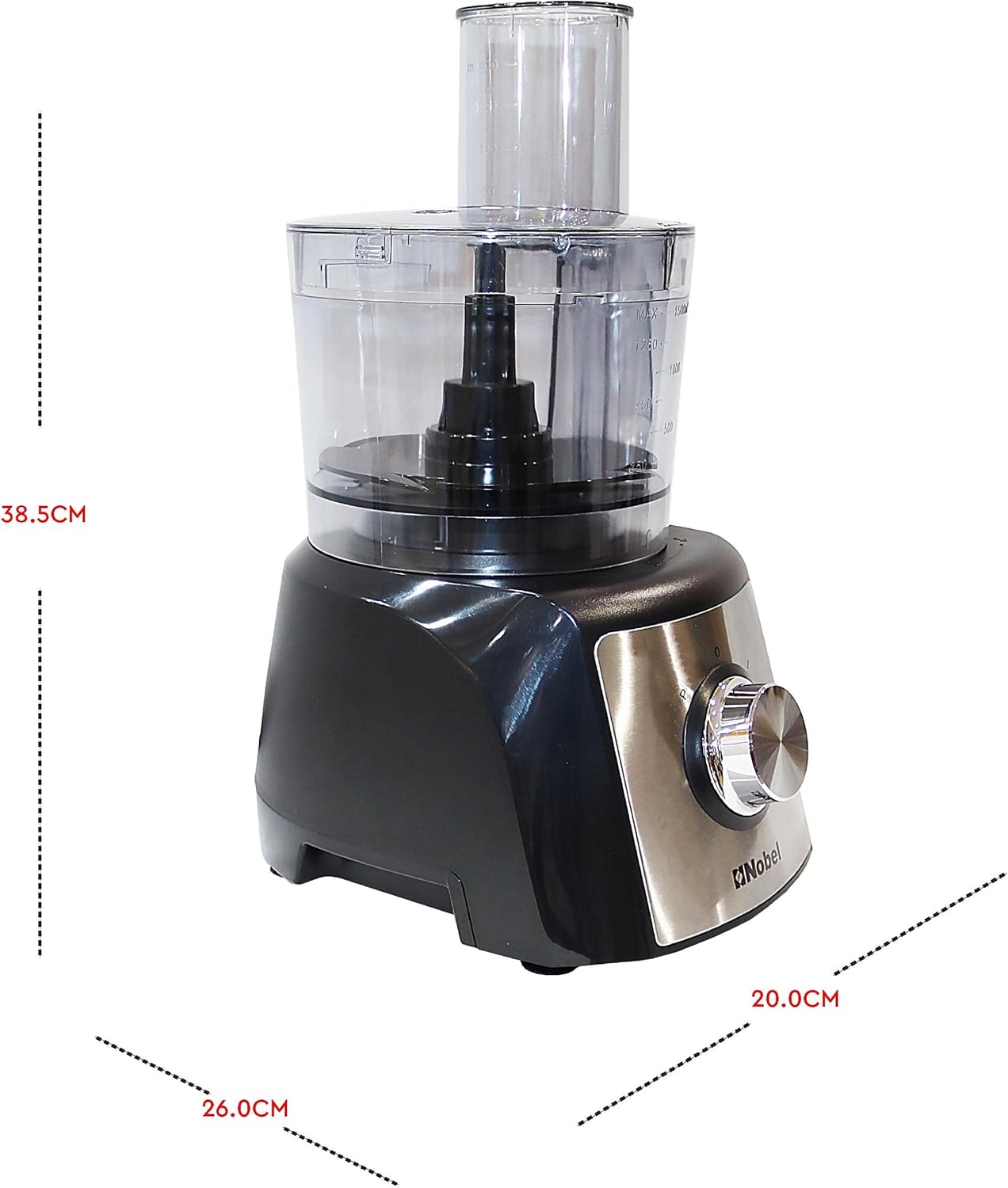 NOBEL 10 in 1 Juicer Food Factory 1.5 Litre 800W 2 Speed - Pulse 3 Cutting Plates Over Heat Protection Anti Slip Feet NFP777E Black with 1 Year Warranty-3