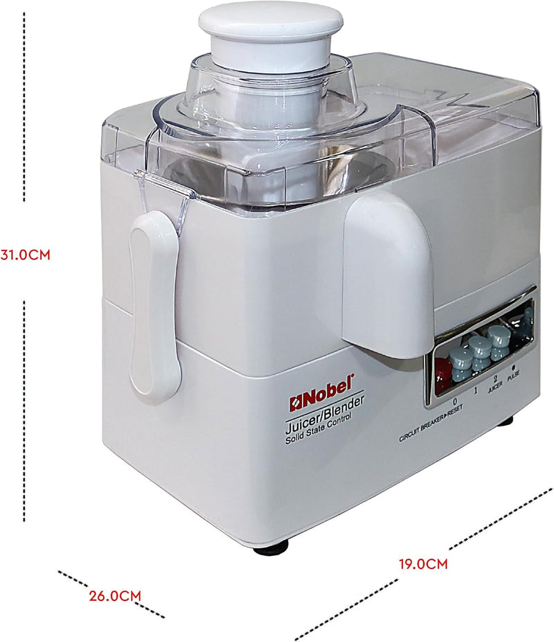 Nobel 4 in 1 Juicer and Food Factory with 1 Litre Capacity and has Spinner Chopper & Dry Mill 400W 2 Speed - Pulse Grinder, Chopper, Blender, Juicer, Unbreakable Jar & Anti Slip Feet NJ176G4 White-7