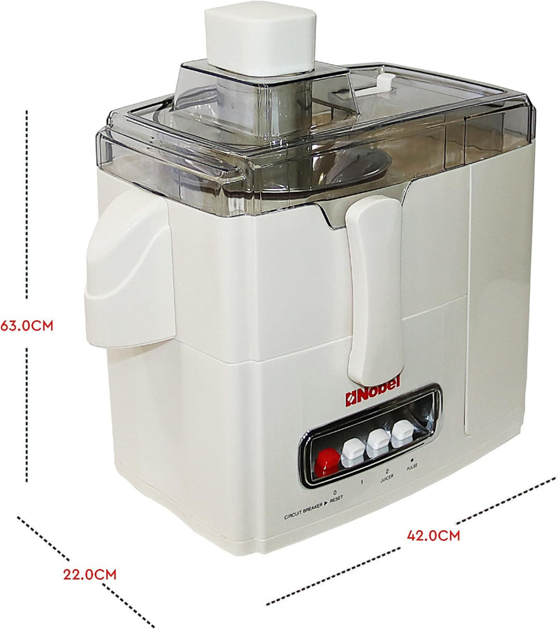 Nobel 10 in 1 Juicer Food Factory with 1 Litres Piano Switch Multi Speed Knob Switch and Citrus Juicer Kubbe Maker - NFP888 White-3