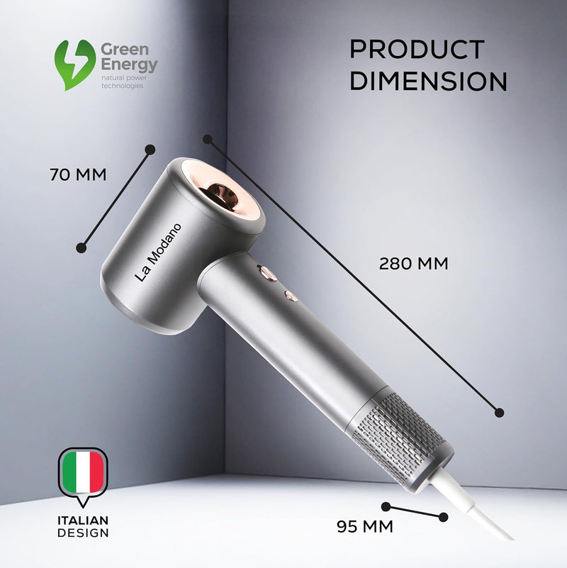 La Modano Professional Hair Dryer 1500W with Diffuser Fast Drying, BLDC Motor 110000RPM, 3 Speeds & Heat Settings - LMHD955-7