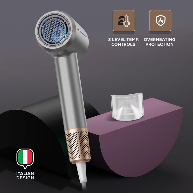 La Modano Hair Dryer 1800W for Women & Men Fast Drying, Overheat Protection, 2 Heat Settings, Compact Travel Blow Dryer - LMHD855-1