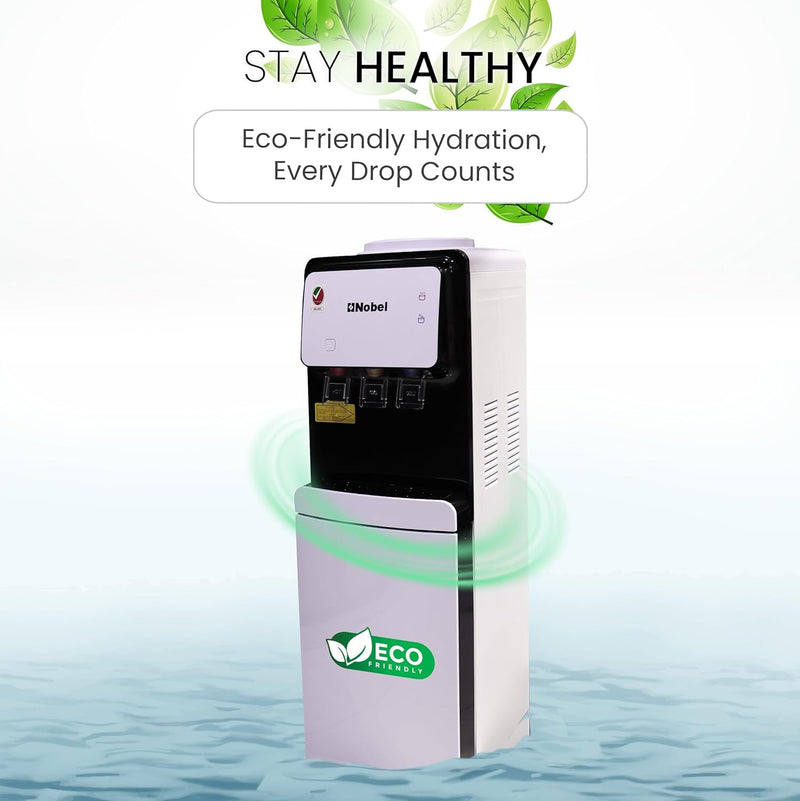 Nobel 3 Tap Water Dispenser, Freestanding Dispenser, Hot, Normal & Cold, R134a Compressor Cooling, Storage Cabinet NWD1700 White-5