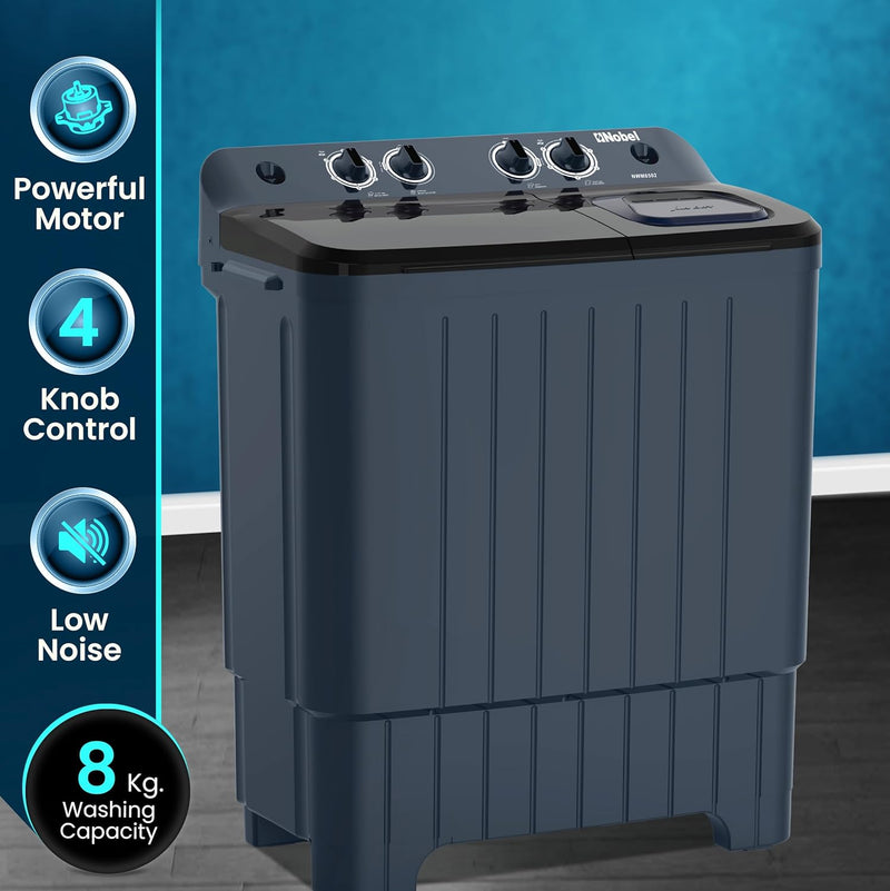 Semi Automatic Washing Machine, 8 Kg Wash Capacity 5.5 Kg Spin Capacity – NWM8502-1