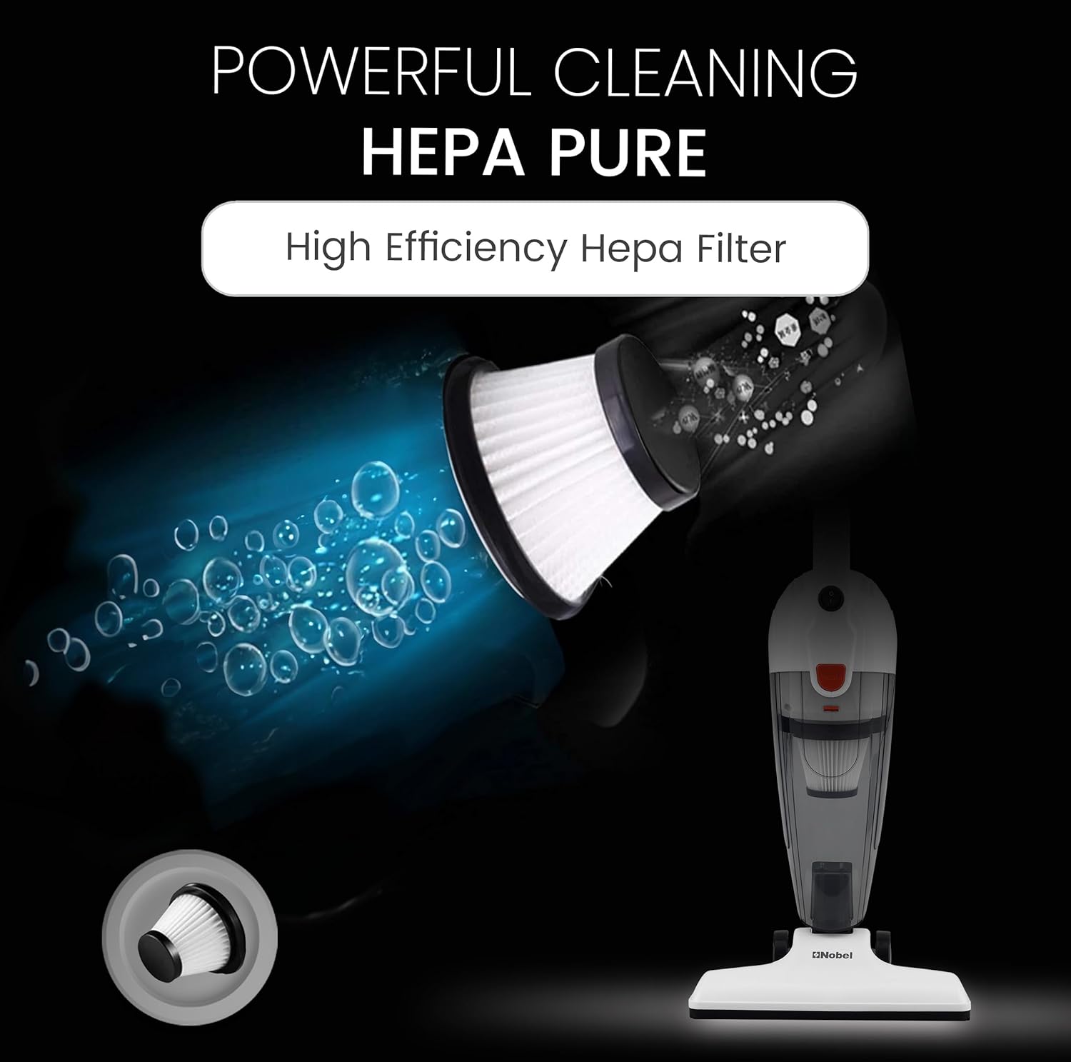 Nobel 2-in-1 600W Upright & Handheld Vacuum Cleaner Strong Suction, 750ml Dust Capacity, Low Noise, 4m Cord, Lightweight Design – NVC21-6
