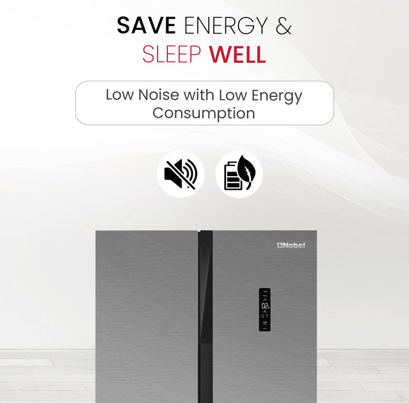 Nobel Side by Side Refrigerator 518 Ltr, Inverter Technology, LED Display, R600a Refrigerant - Inside LED Light, Condenser, Removable Gasket - Adjustable Legs NR700D Silver-4