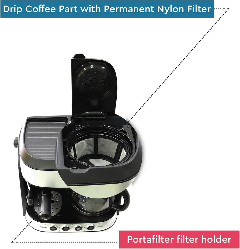 Nobel Coffee Machine 1.25 Liter Espresso & Americano With Steam Pump One Year Full Warranty, Silver - NCM13-5