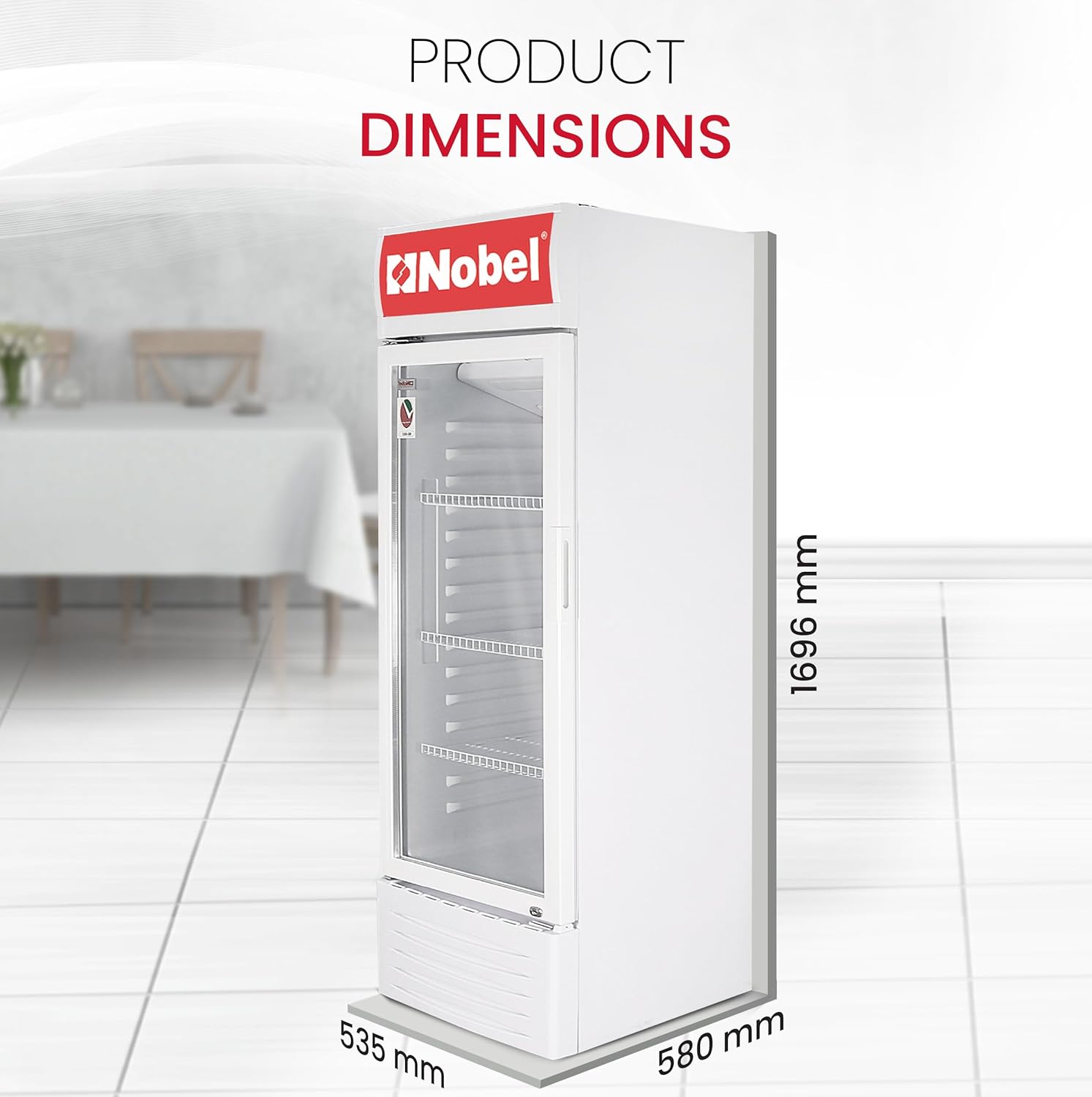 Nobel Upright Chiller, Single Door 245 Litres Single Door Light Box Lock and Key - NSF245 White-9