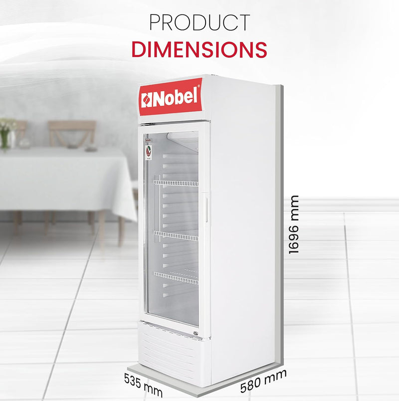 Nobel Upright Chiller, Single Door 245 Litres Single Door Light Box Lock and Key - NSF245 White-9