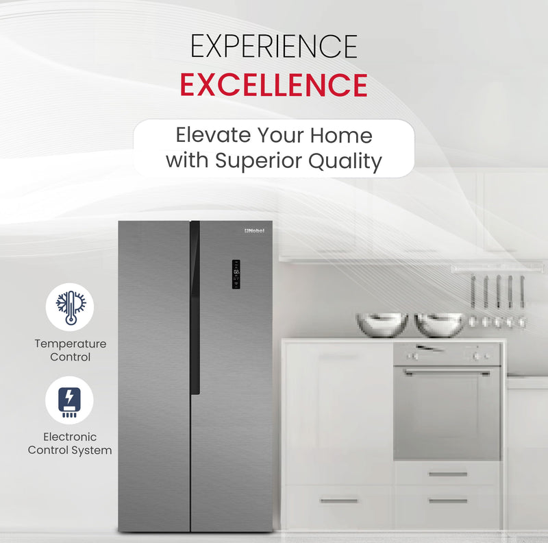Nobel Side by Side Refrigerator 518 Ltr, Inverter Technology, LED Display, R600a Refrigerant - Inside LED Light, Condenser, Removable Gasket - Adjustable Legs NR700D Silver-7