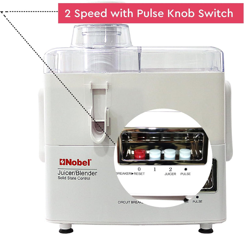 Nobel 4 in 1 Juicer and Food Factory with 1 Litre Capacity and has Spinner Chopper & Dry Mill 400W 2 Speed - Pulse Grinder, Chopper, Blender, Juicer, Unbreakable Jar & Anti Slip Feet NJ176G4 White-6