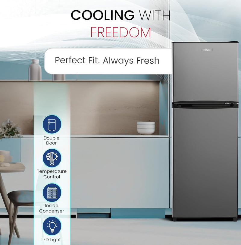 Double Door Refrigerator, 185L Gross / 128L Net Capacity, Defrost, Recessed Handle – NR185E-6