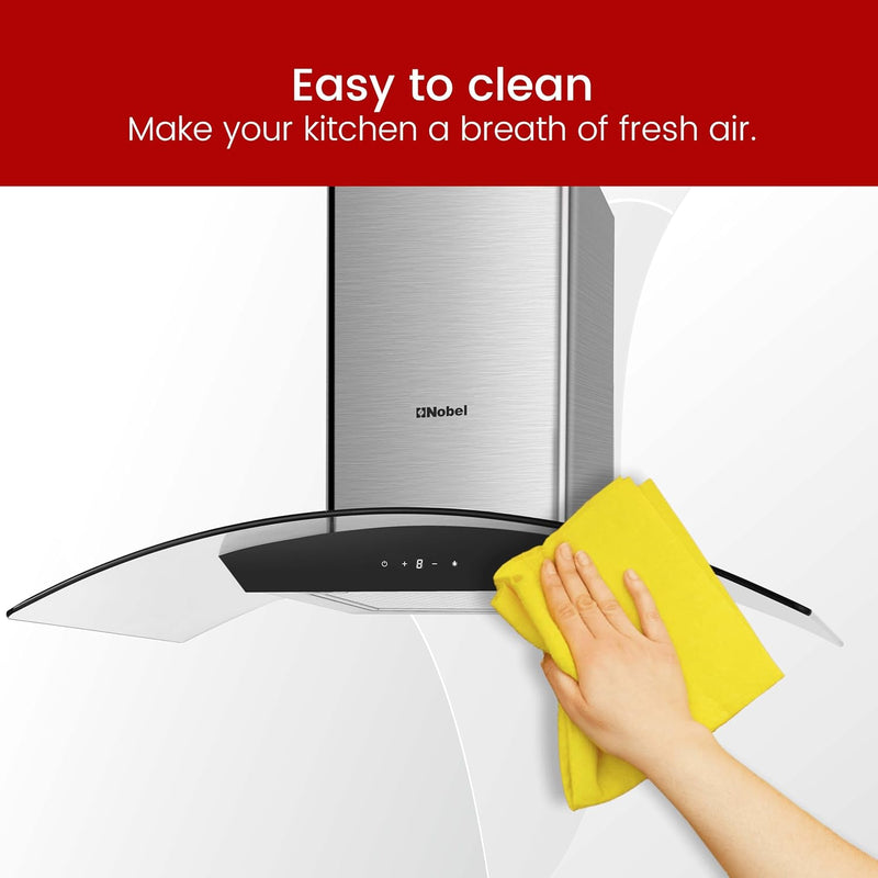 Nobel 60cm Built-in Hoods Touch Control Switch with Digital Display with 3 Speeds, Metal Motor House And Metal Fan, 750m3/h. 2x500 430SS Chimneys NCH60CG-7