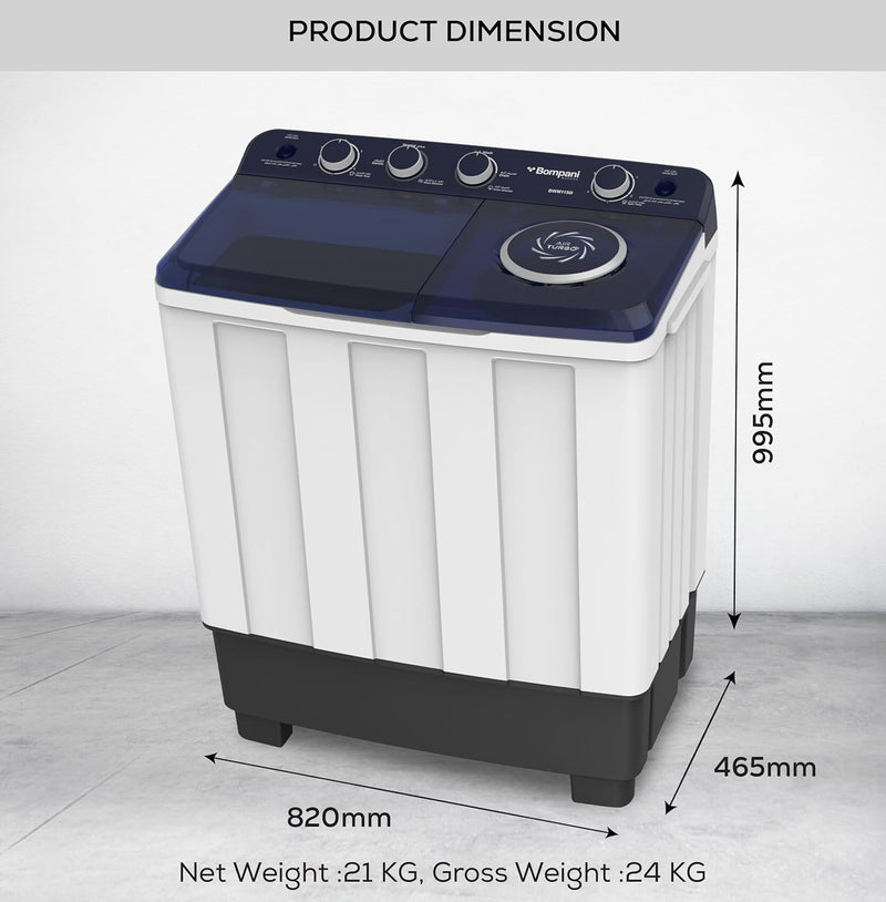 Top Load Semi-Automatic Twin Tub Washing Machine  11kg / 6kg Spin - BWM1150I-7