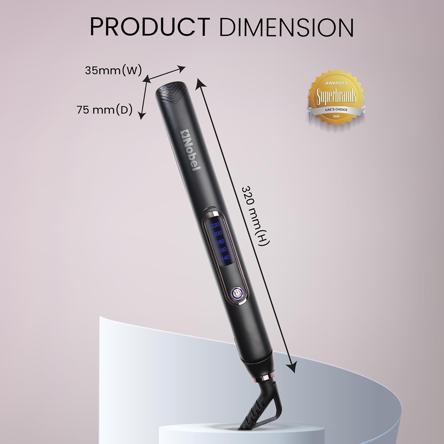 Nobel Hair Straightener With PTC Heating Plate 5 Temperature Control Levels LED Indicator Fast Heat - NHS450 Black-6
