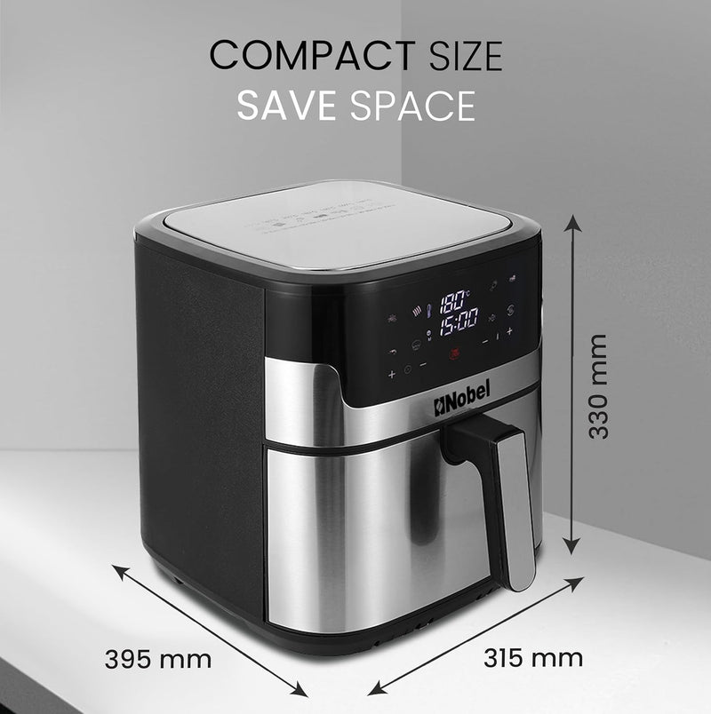 Nobel Air Fryer 8 Liters Capacity Multifunctional Fryer Digital Display and Touch Button High Speed Air Circulation Technology Frying Non- Stick Coating Frying - NAF1000-6