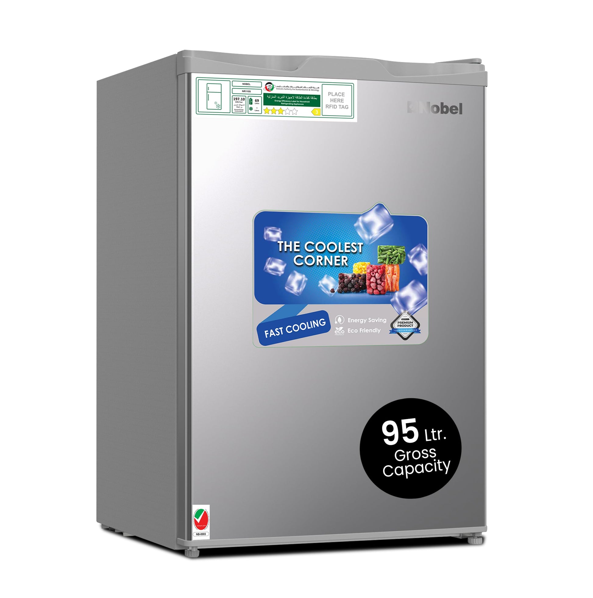 95L Gross / 69L Net Capacity Refrigerator, Mechanical Control, Adjustable Feet, Metal, Defrost - NR110S-1