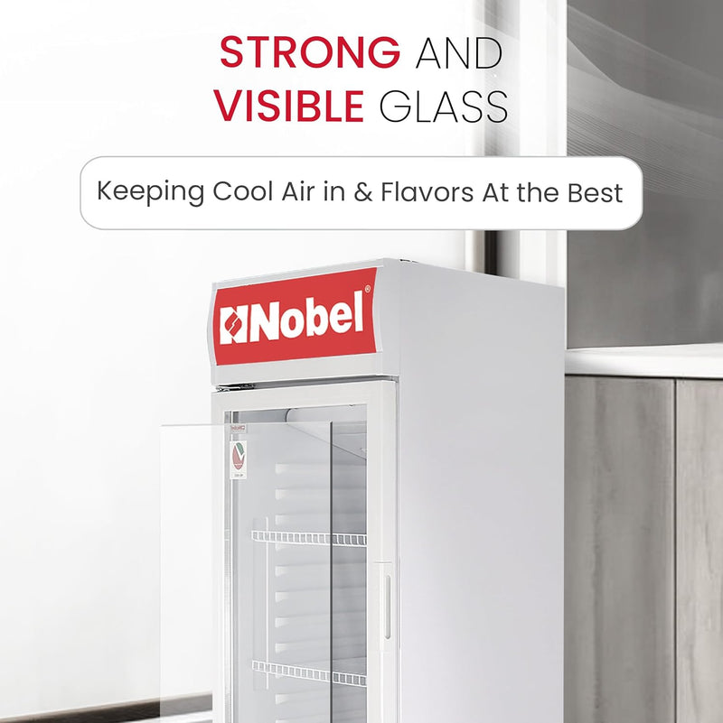Nobel Upright Chiller, Single Door 245 Litres Single Door Light Box Lock and Key - NSF245 White-6