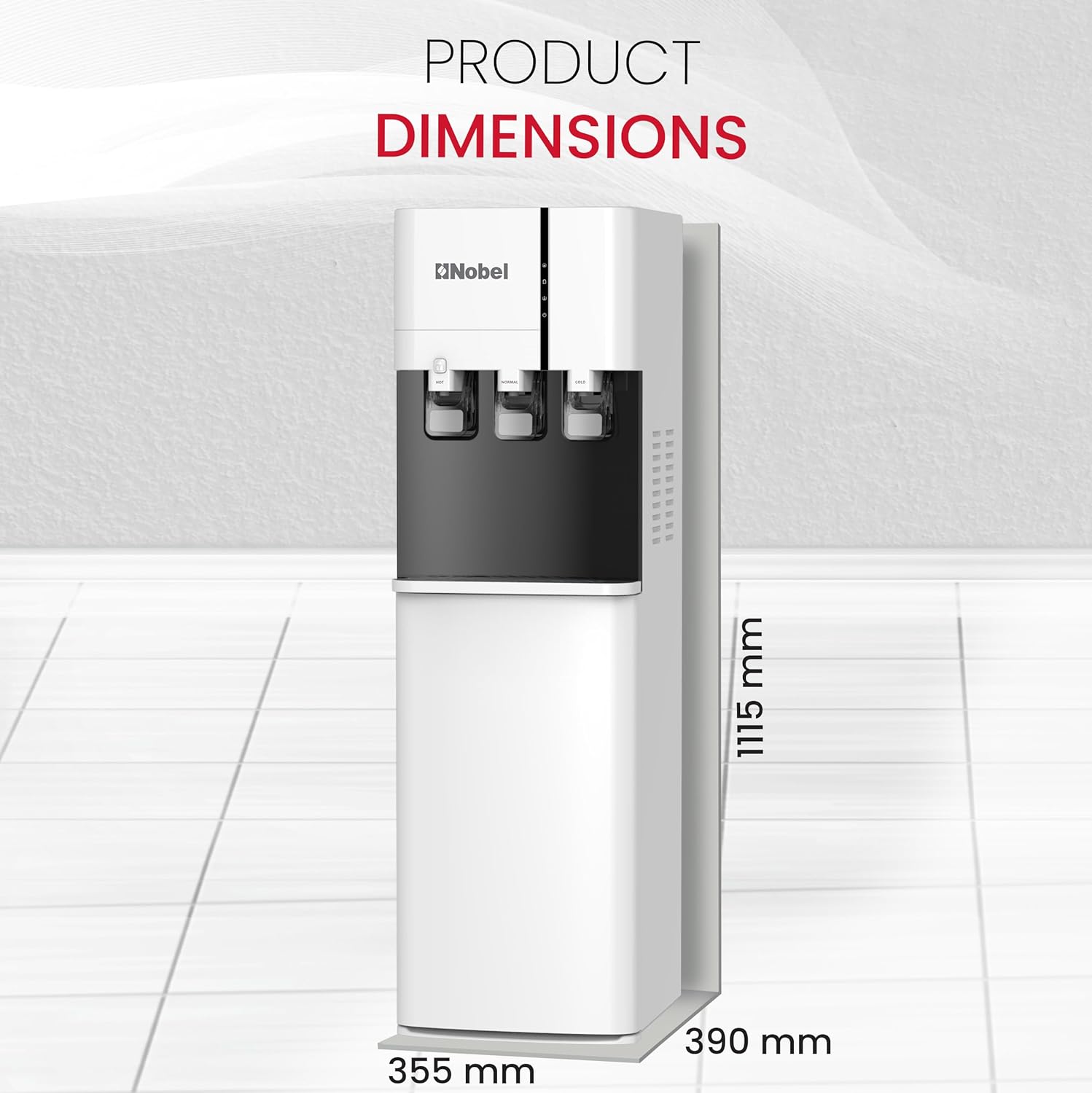 Nobel Water Dispenser, 3 Taps, Hot, Normal, Cold, Bottom Loading, Child Safety Lock NWD800BL White-7