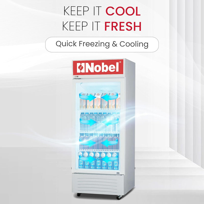 Nobel Upright Chiller, Single Door 245 Litres Single Door Light Box Lock and Key - NSF245 White-4
