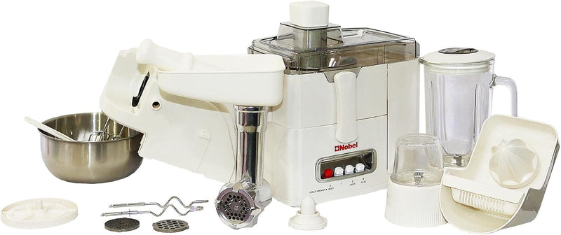 Nobel 10 in 1 Juicer Food Factory with 1 Litres Piano Switch Multi Speed Knob Switch and Citrus Juicer Kubbe Maker - NFP888 White-7