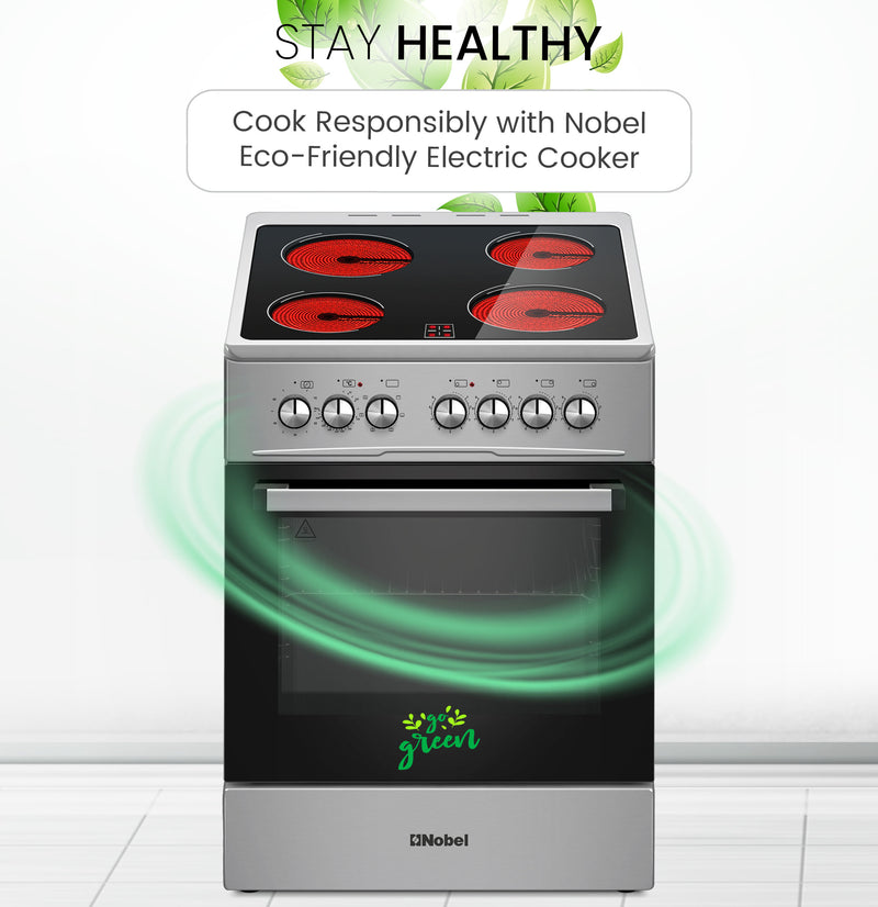 60x60cm Vitroceramic Cooking Range 4 Highlight Ceramic Heaters, 70L Electric Oven, 9 Power Levels, Turbo Fan, Mechanical Timer - NGC60VTI-7